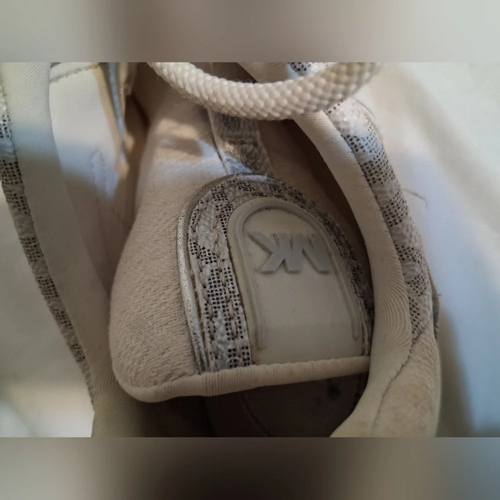 Michael Kors Olympia Chunky Platform Cream Sneakers Pink Grey Accents Y2k Active